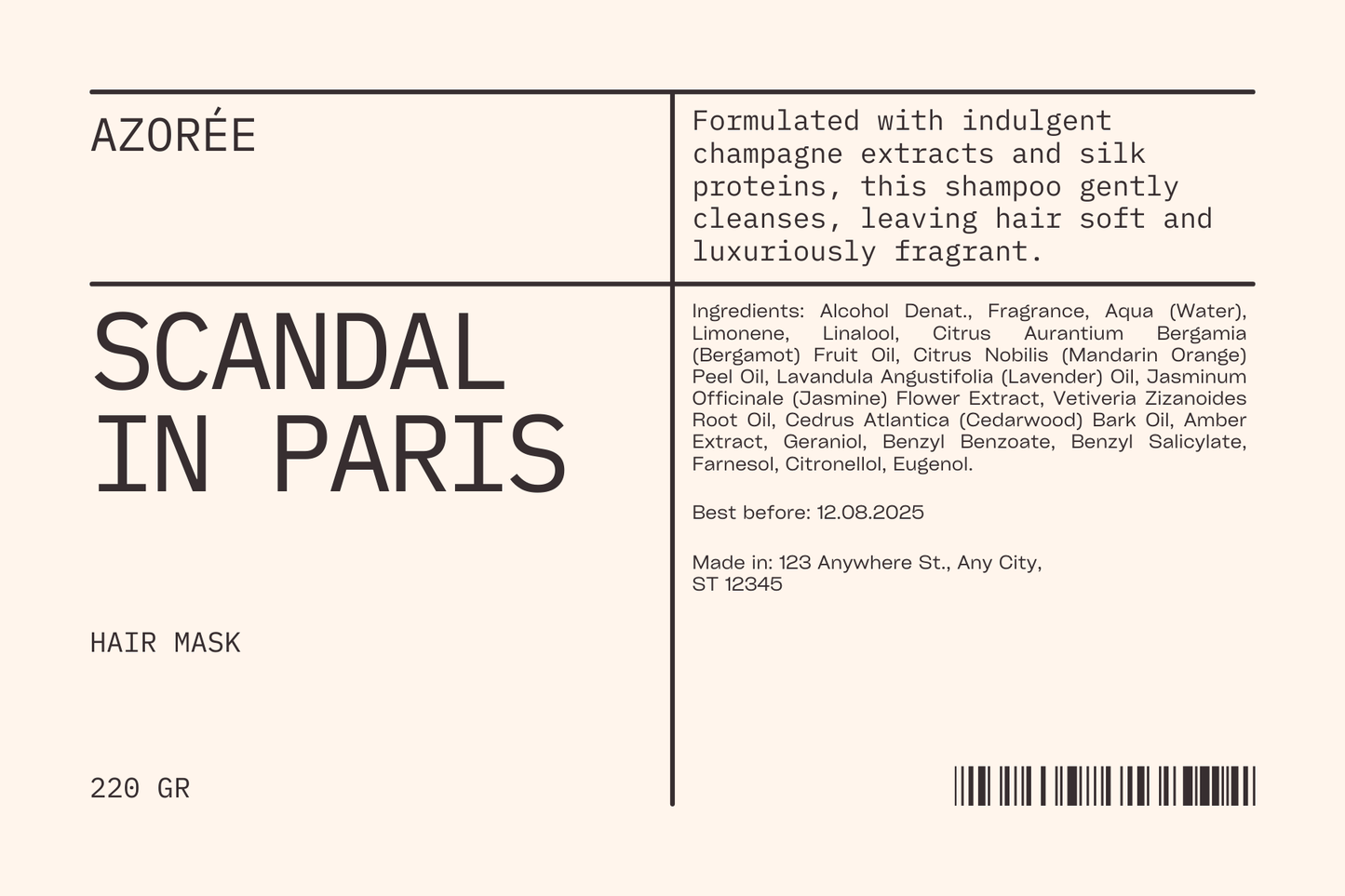 Scandal in Paris Hair Mask // 220 gr