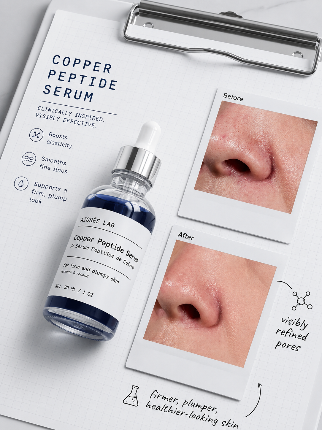 AZORÉE LAB Copper Peptide Serum – GHK-Cu Firming + Barrier Hydration, 30 ml