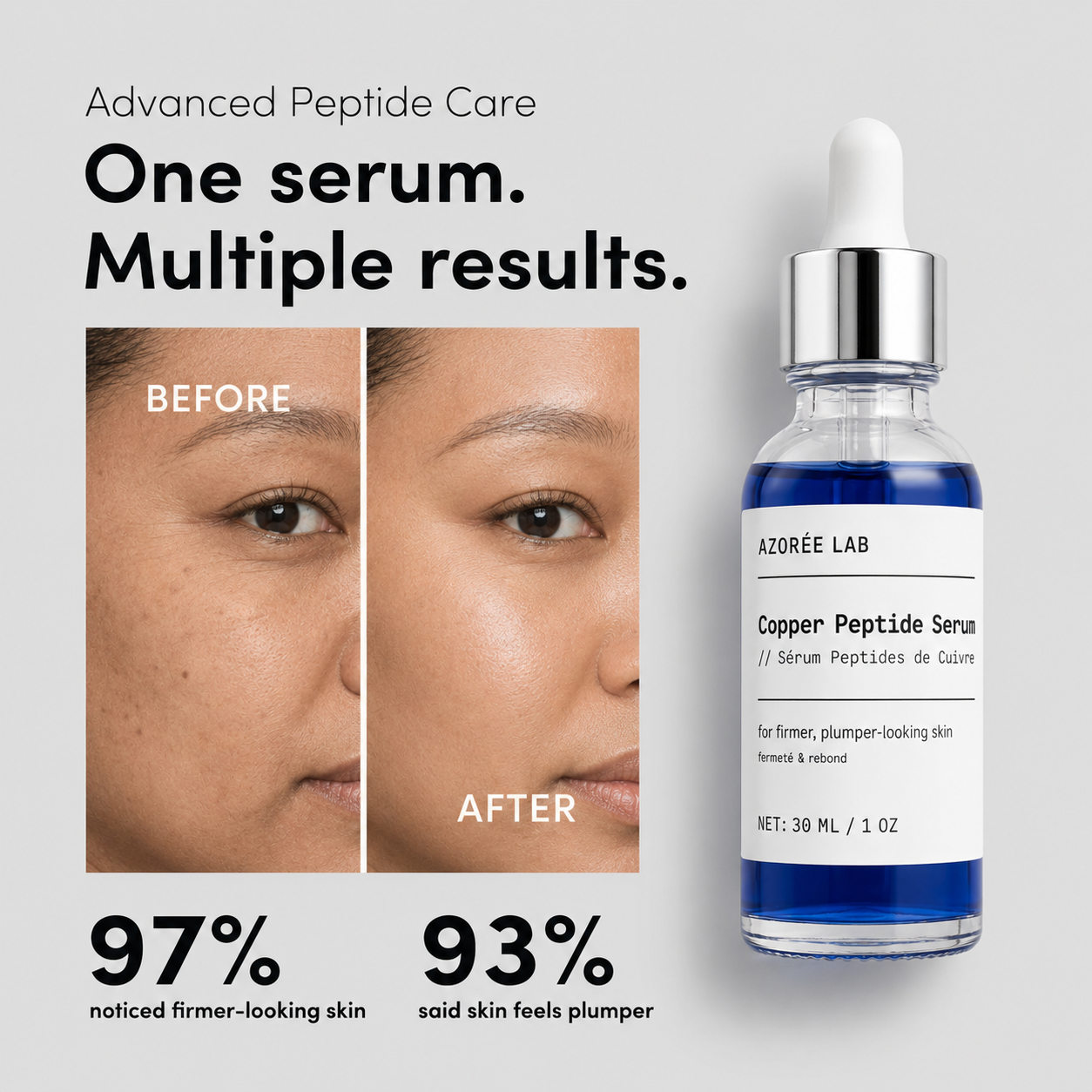 AZORÉE LAB Copper Peptide Serum – GHK-Cu Firming + Barrier Hydration, 30 ml